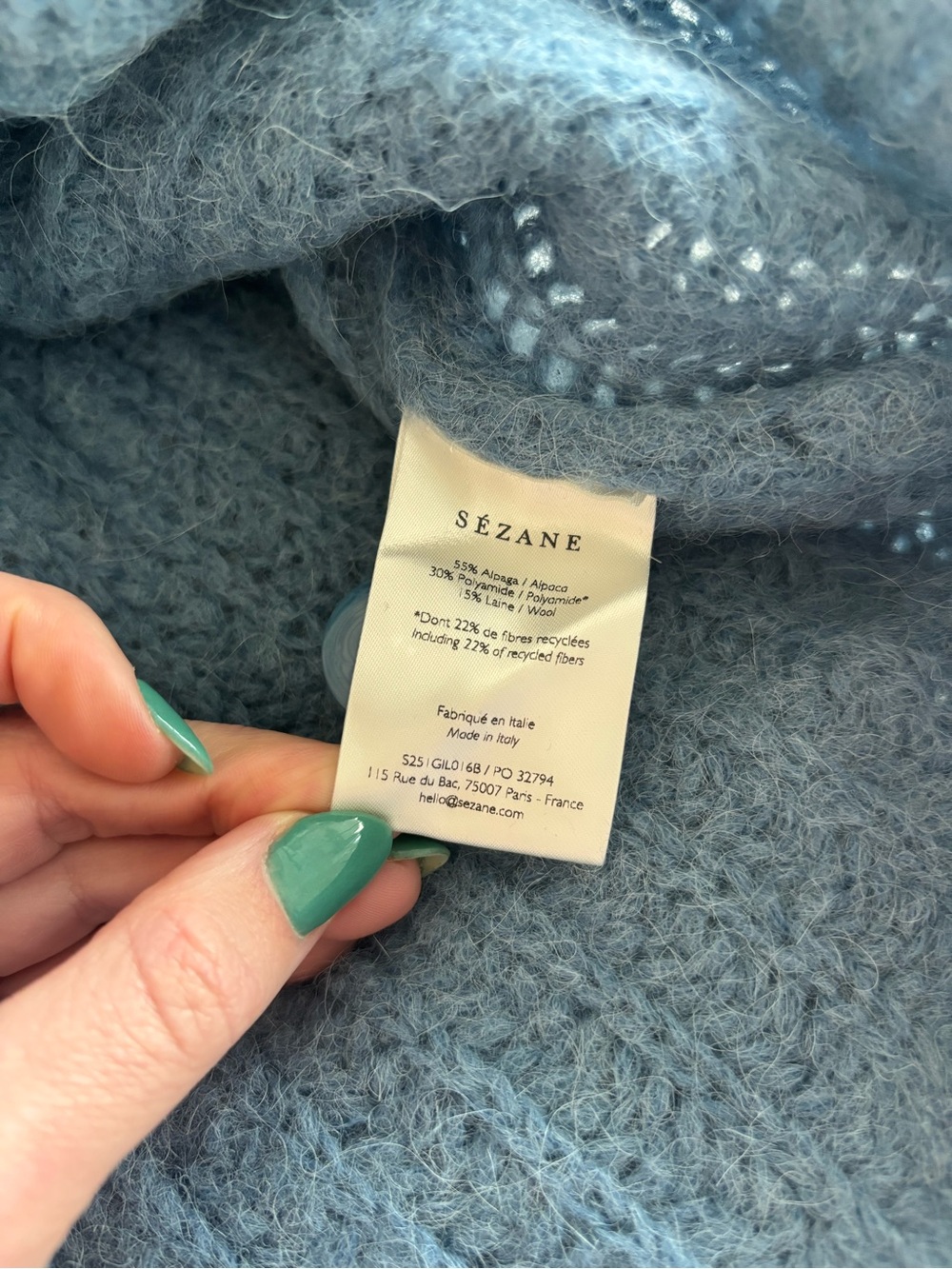 NWT Sézane Emile Cardigan in Summer Blue Size S - Picture 5 of 7